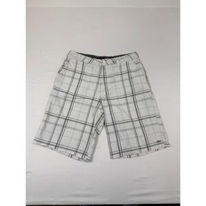 ONeill Sterling Mens Plaid Shorts White Grey Black Size 32 Casual Surf Summer‎